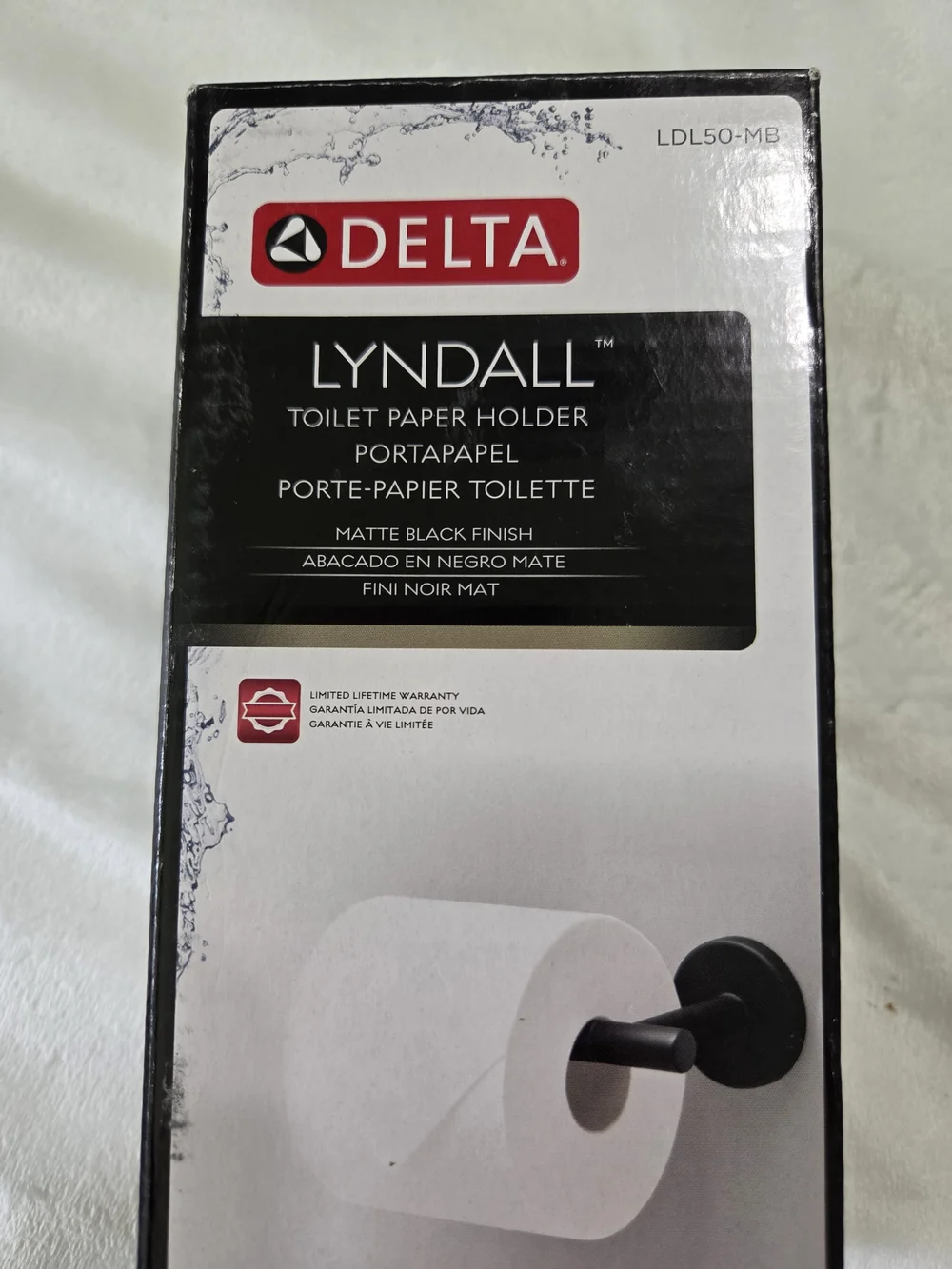 Delta Lyndall Matte Black Toilet Paper Holder LDL50-MB